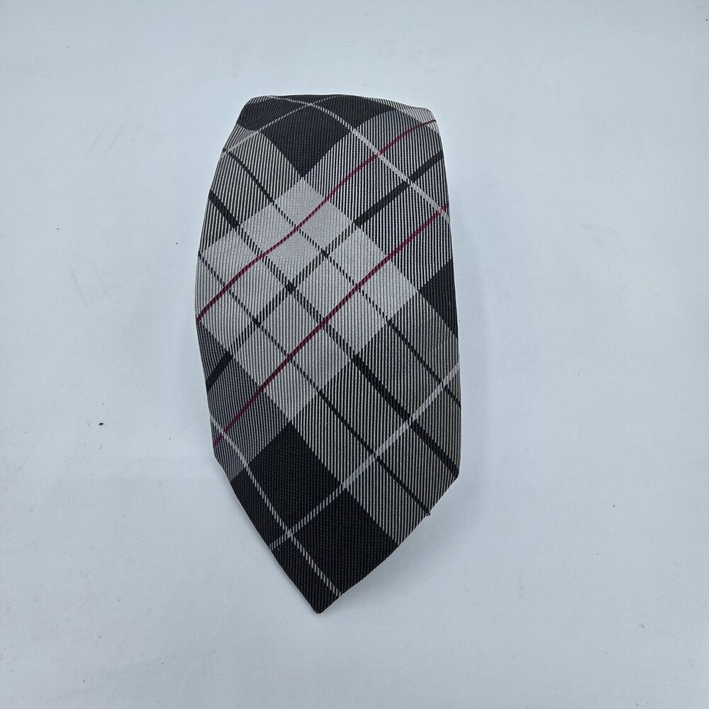 Express Design Studio Men's 100% Silk Necktie Tie Striped Black White EUC